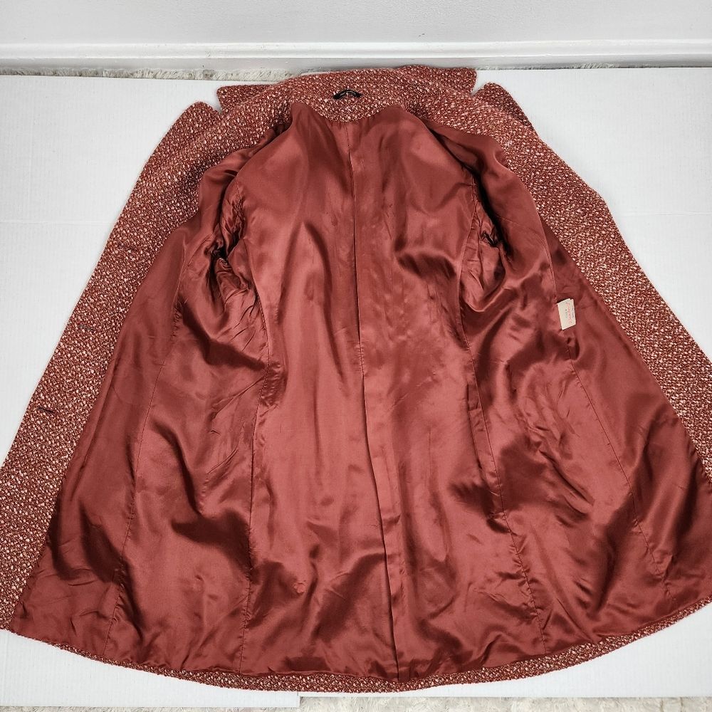 Rodel Spa Italy Wool Blend Coat Red White Cream Fall Winter Size 10 - Picture 4 of 16